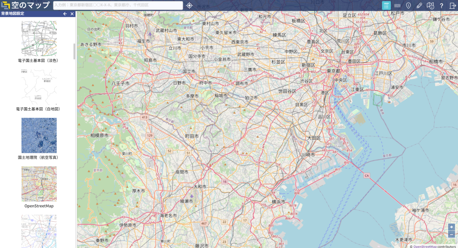 OpenStreetMapの地図