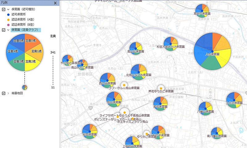 保育園の受け入れ状況表示マップ